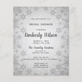 Budgeten Glitter Snöflingor Inbjudningskort för mö