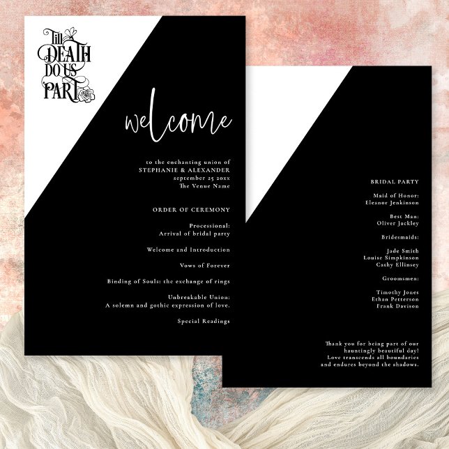 Budgeten Goth till Death Do US Part Bröllopsprogra (Front and back view)