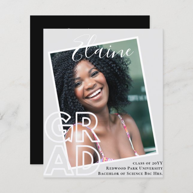 BUDGETEN Grad PHOTO-meddelande om Tack Inbjudan (Fram/baksida)