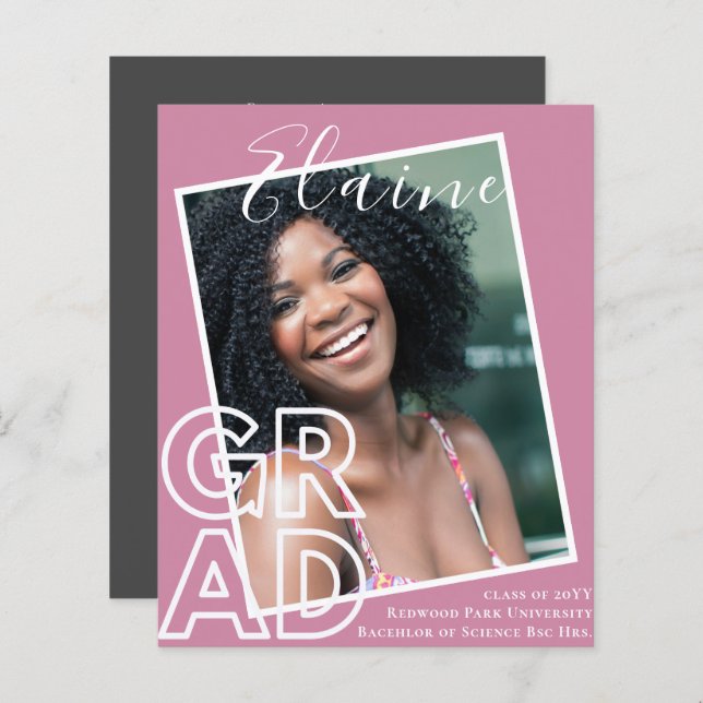 BUDGETEN Grad PHOTO-meddelande om Tack Inbjudan (Fram/baksida)