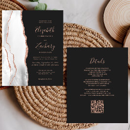 Budgeten Grått Ro Guld Agate Mörk QR Code Bröllop