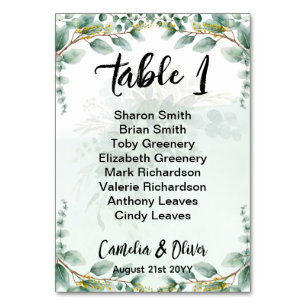 BUDGETEN Greenery Eucalyptus SEATING CHART Bröllop Bordsnummer