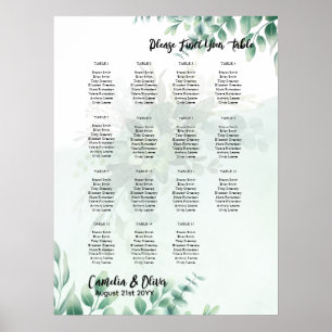 BUDGETEN Greenery Eucalyptus SEATING CHART Bröllop Poster