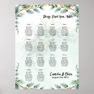 BUDGETEN Greenery Eucalyptus SEATING CHART Bröllop Poster