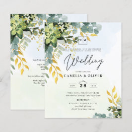 BUDGETEN Greenery Guld Eucalyptus Löv Bröllop