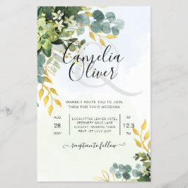 BUDGETEN Greenery Guld Eucalyptus Löv Bröllop Flygblad