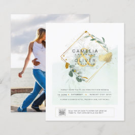 BUDGETEN Grey PHOTO-bröllopsinbjudan QR CODE