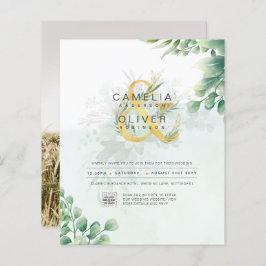 BUDGETEN Grey PHOTO-bröllopsinbjudan QR CODE