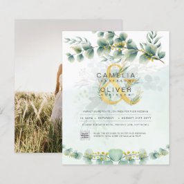 BUDGETEN Grey PHOTO-bröllopsinbjudan QR CODE