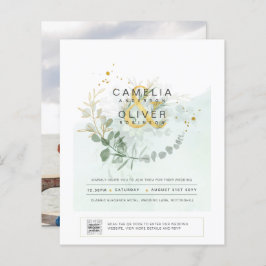 BUDGETEN Grey PHOTO-bröllopsinbjudan QR CODE F