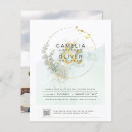 BUDGETEN Grey PHOTO-bröllopsinbjudan QR CODE F