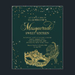 BUDGETEN Grönt Guld Glitter Masquerad Sweet 16<br><div class="desc">Utformningsfunktionen mousserande masken guld glitter maskerad boll med guld konetti.</div>