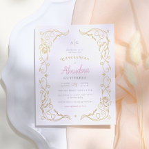 Budgeten Guld Blommigt Ram Elegant Quinceañera Pho