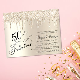 Budgeten Guld Glitter 50:e Födelsedagsfest inbjuda