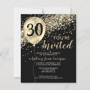 Budgeten Guld Glitter-ballongen Black 30års födels
