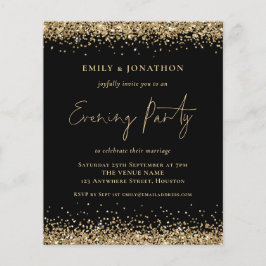 BUDGETEN Guld Glitter Black Bröllop Evening Inbjud