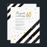 Budgeten Guld Glitter Black Rand 60:e födelsedag<br><div class="desc">Skicka ut inbjudningarna till den kommande milstolpen party med vår budgeterade Geometric 60:e födelsedag Glitter Black White Rand inbjudan. Den har en vacker botanisk vattenfärgsblomning. Anpassa bara detaljerna i party genom att klicka på anpassningsknappen om du vill ordna om och formatera stil och placera texten. TIP: Lägg till våra kompletterande...</div>