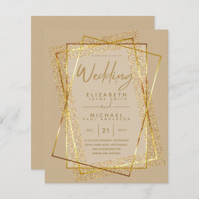 BUDGETEN GULD Glitter Foil look WEDTATIONS (Fram/baksida)