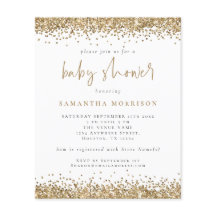 Budgeten Guld Glitter Girl Boy Baby Shower Inbjuda
