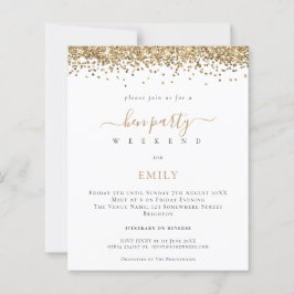 Budgeten Guld Glitter Hen Helg Intern Inbjudan