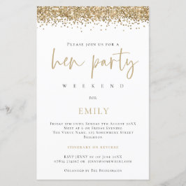 Budgeten Guld Glitter Hen Party Helg White Inbjuda