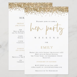 Budgeten Guld Glitter Hen Party Helg White Inbjuda