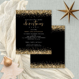 Budgeten Guld Glitter jul Party Svarta Inbjudan