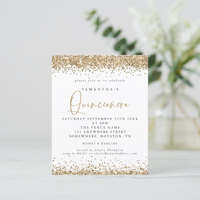 Budgeten Guld Glitter Quinceañera 15:e Party (Stående Fram)