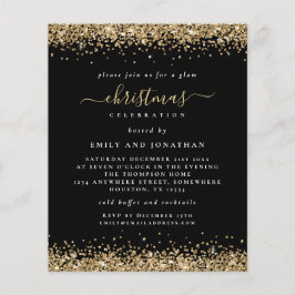 Budgeten Guld Glitter Svarte jul Party Inbjudan