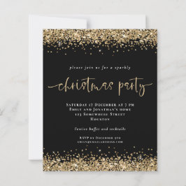 Budgeten Guld Glitter Svarte jul Party Inbjudan