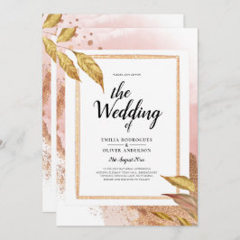 BUDGETEN Guld Lövs Bröllopsinbjudan till QR-kod fö Inbjudningar