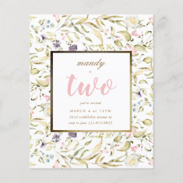 Budgeten Guld Ram Boho Wildblomma Birthday Inbjuda Flygblad