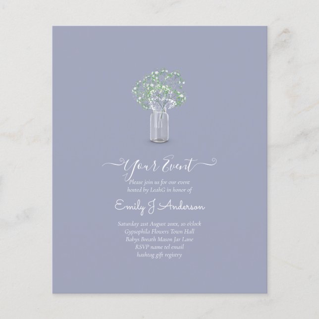 BUDGETEN Gypsophila Mason Burk Modern Minimal BRÖL Flygblad (Framsidan)