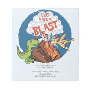BUDGETEN HAR EN Blast Dinosaur Birthday-inbjudan Anteckningsblock