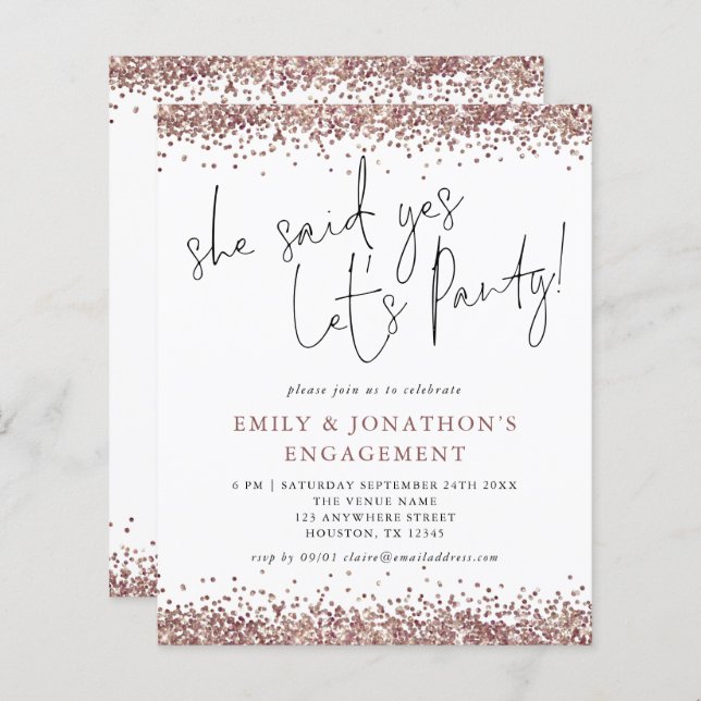 Budgeten hon sa ja Ro Guld Glitter Förlovning (Fram/baksida)