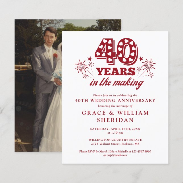 Budgeten i det Skapar 40-årsjubiléet Inbjudan (Fram/baksida)