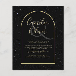 BUDGETEN Jet BLACK GULD Starry Night Wedvite Flygblad