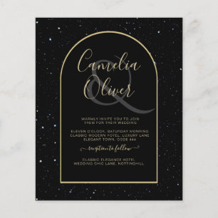 BUDGETEN Jet BLACK GULD Starry Night Wedvite Flygblad