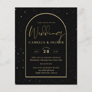 BUDGETEN Jet BLACK GULD Starry Night Wedvite Flygblad