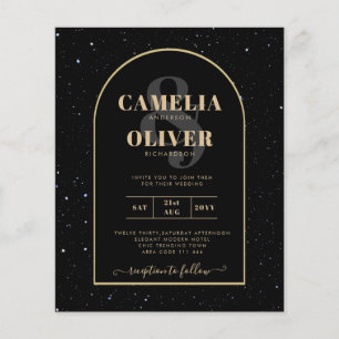 BUDGETEN Jet BLACK GULD Starry Night Wedvite Flygblad