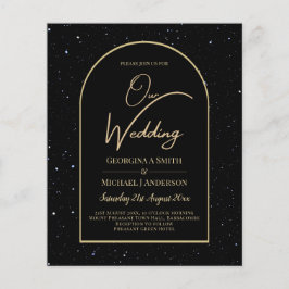 BUDGETEN Jet BLACK GULD Starry Night Wedvite Flygblad