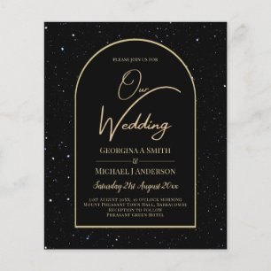 BUDGETEN Jet BLACK GULD Starry Night Wedvite Flygblad