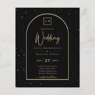 BUDGETEN Jet BLACK GULD Starry Night Wedvite Flygblad