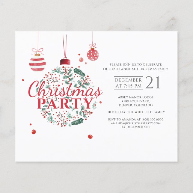 Budgeten Juldagen Red Grönt Party Flygblad (Framsidan)