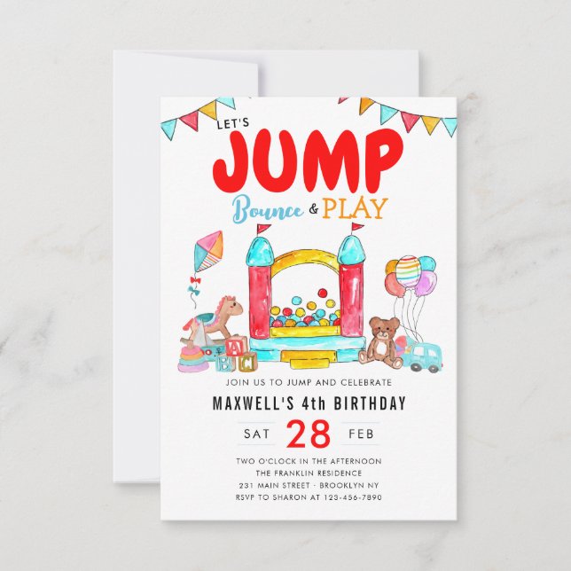 Budgeten Låt oss Jump Bount Trampoline Park-födels Anteckningskort (Framsida)