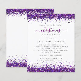 Budgeten Lila Glitter jul Party White Inbjudan