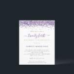 Budgeten Lila Glitter tjugoförsta Party Inbjudan<br><div class="desc">Ett ekonomiskt alternativ i BUDGET på en mindre storlek på 4, 5 x 5, 6 tum (110 lbs vikt), som är av samma tjocklek som ett vykort (är dock inte lämpligt för använda som vykort). OBSERVERA ATT DET FINNS EN inbjudan per lakan. Lila Glitter tjugoförsta Party Inbjudan. Glam stil med...</div>