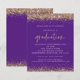 Budgeten Lila Guld Glitter 2024 Studenten Inbjudan