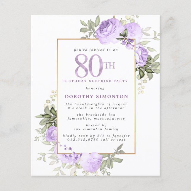 Budgeten Lila Ro 80:e födelsedagen - Party (Framsida)