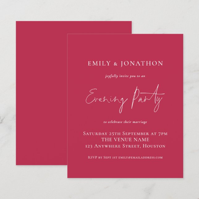 Budgeten Magenta Bröllop i kväll Party (Fram/baksida)